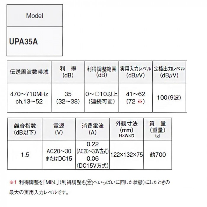 最高級 マスプロ UHFプリアンプ 35dB型 UPA35A admissionoffice.ge