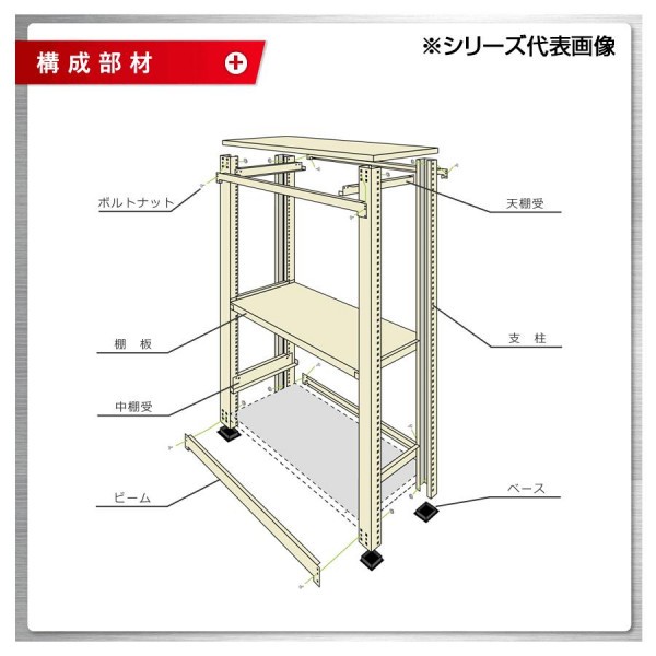 軽中量ラック 耐荷重200kgタイプ 連結 間口1200×奥行450×高さ900mm 3段