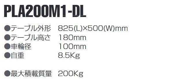 静音ドーリー台車 最大積載量200kg PLA200M1-DL : zab-1500631