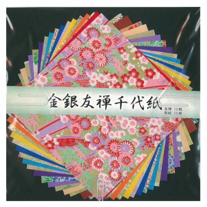 金銀友禅千代紙 15cm No.7075 セット 画材用紙、工作紙