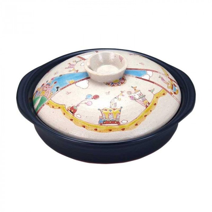 九谷焼 mariSUN作 9号土鍋 王様の遊行 N152-15