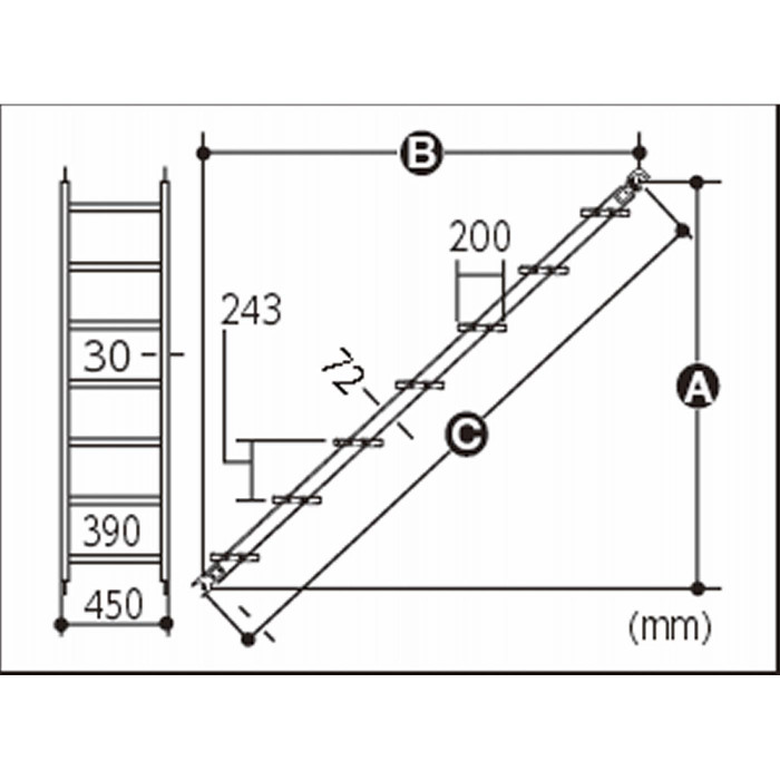 枠組足場用タラップ ライトタラップ RT-1725 :zab-1608744:EXLEAD