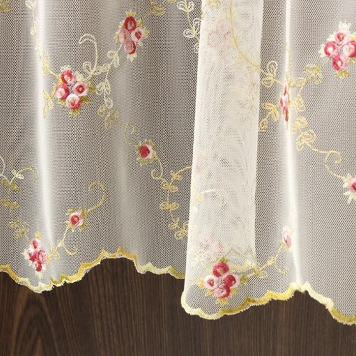 ローズ柄 チュールレース カフェカーテン 45×150cm QSI-3020/45