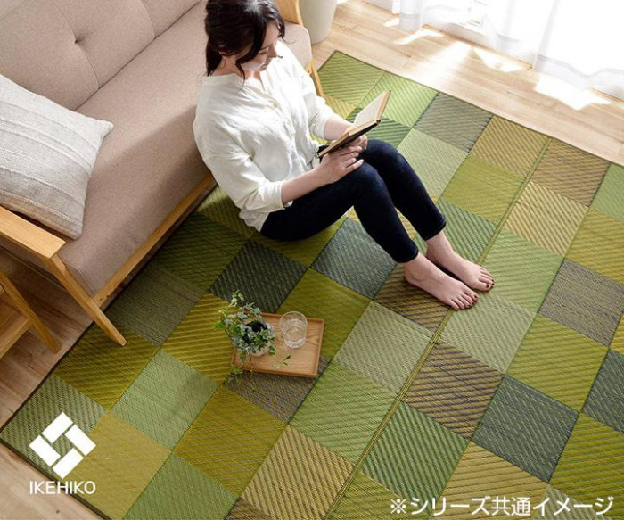 純国産 日本製 い草ラグ 抗菌防臭 『DXカラフルブロック』 約140×200cm