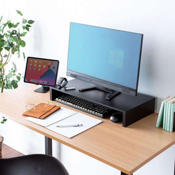 モニタースタンド キーボード マウス デスク 収納 木製 目隠しプレート