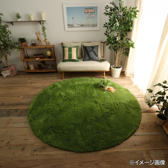 マイクロファイバーロングシャギーラグ シフォン 円形 190cm