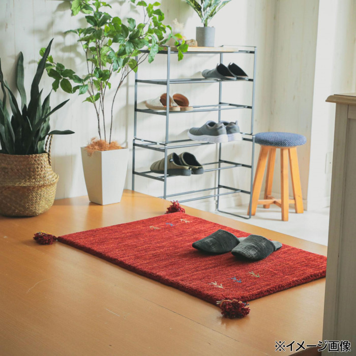 シンプルギャッベマット AYAKA(アヤカ) 玄関マット 40×60cm レッド
