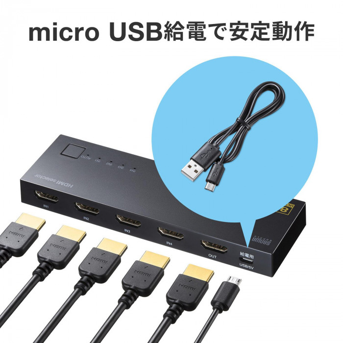 HDMI切替器 8K対応 4入力 1出力 高精細 映像 音声 セレクター : Pocket
