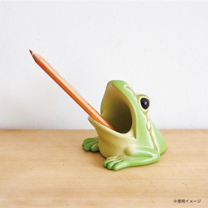 ペン立て 卓上 収納 小物入れ カエル 雑貨 文房具 デスク インテリア