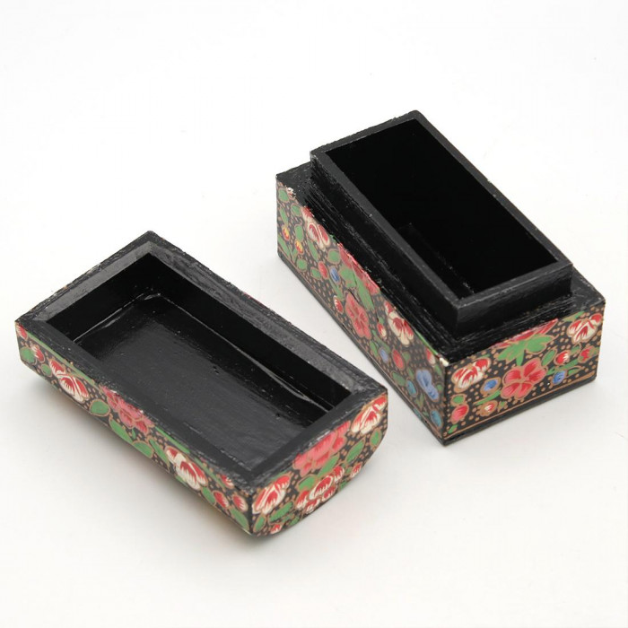 ペーパーマッシュBOX レクタングル フラワーブラック 32525811452