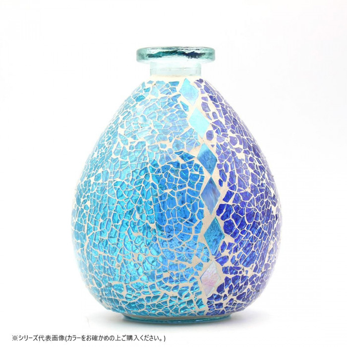 モザイク フラワーベース ターコイズブルー 13025890118 : fika 雑貨