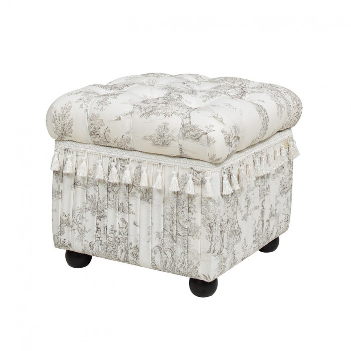 ジェニファーテイラー トワルドジュイ収納付スツール Toile de Jouy