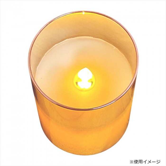 オレンジ色 LEDキャンドル ガラス製 LEDキャンドルライト オレンジ L