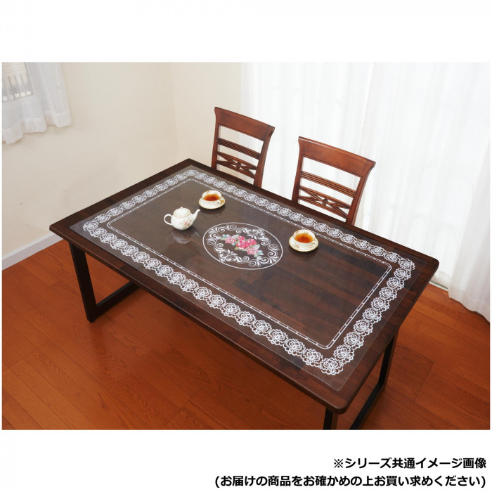 花柄透明テーブルマット 薔薇 70×120