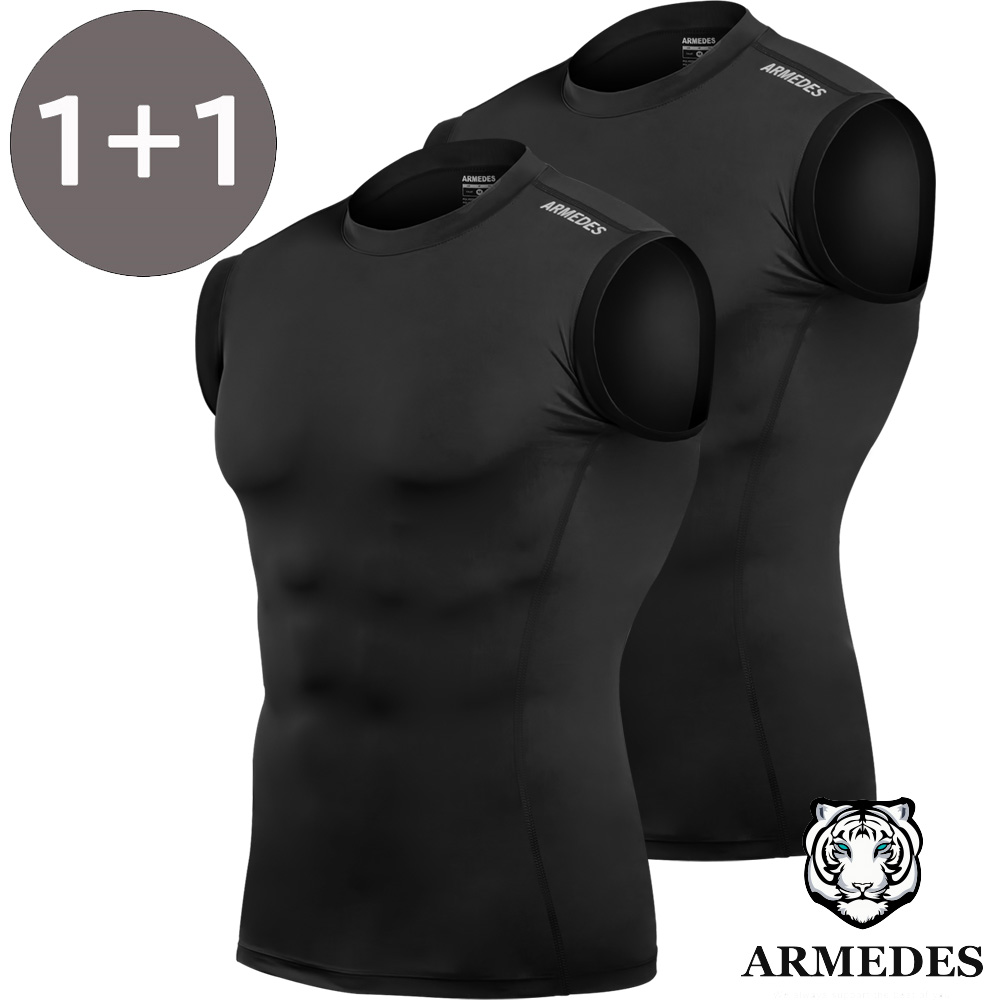 2枚セット 送料無料 ARMEDES アルメデス コンプレッション インナー 接触冷感 ノースリーブ タンクトップ メンズ M-3XL 全10色 オールシーズン AR121
