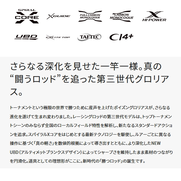 シマノ ポイズン グロリアス 1611ML/H 〔仕舞寸法 180.8cm