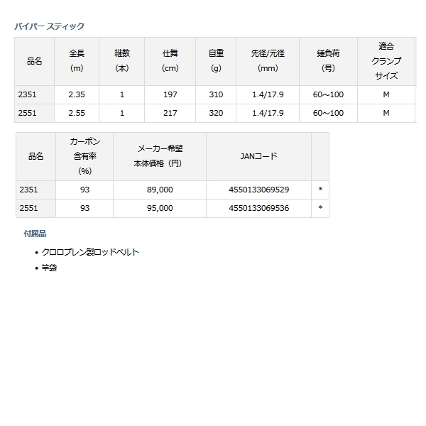 DAIWA（ダイワ） （21年2月新商品） バイパー スティック 2351 （仕舞
