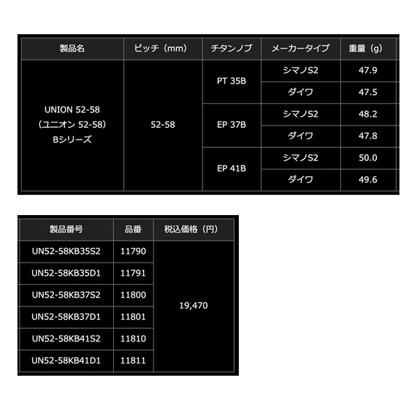 ≪'25年5月新商品！≫ リブレ ユニオン 52-58 Bシリーズ UN52