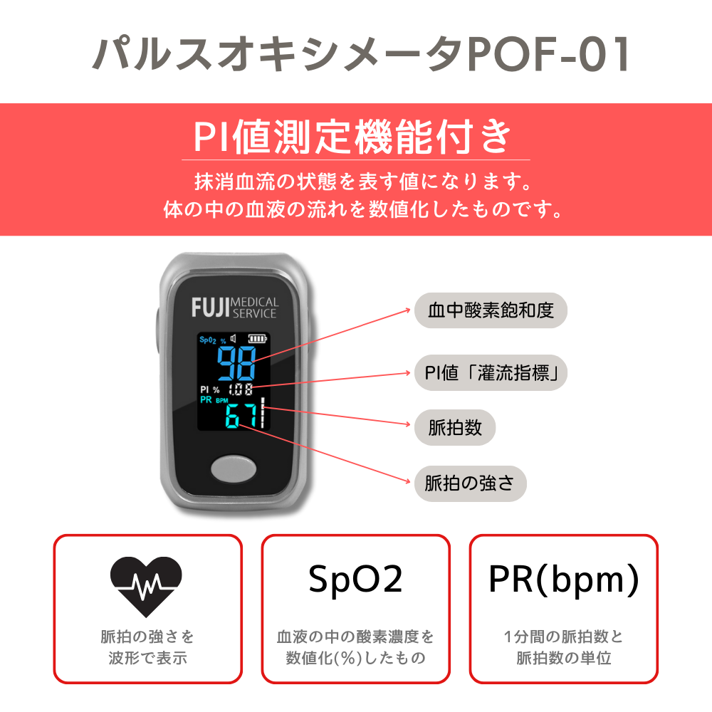 平日・土曜12時まで当日発送】【アラーム・PI値機能付き！ パルスオキシメータ 】医療用 パルスオキシメータ 医療機器認証 国内検査済 酸素飽和度  脈拍数 : fuji-pofal-01 : FujiMedicalService ヤフー店 - 通販 - Yahoo!ショッピング