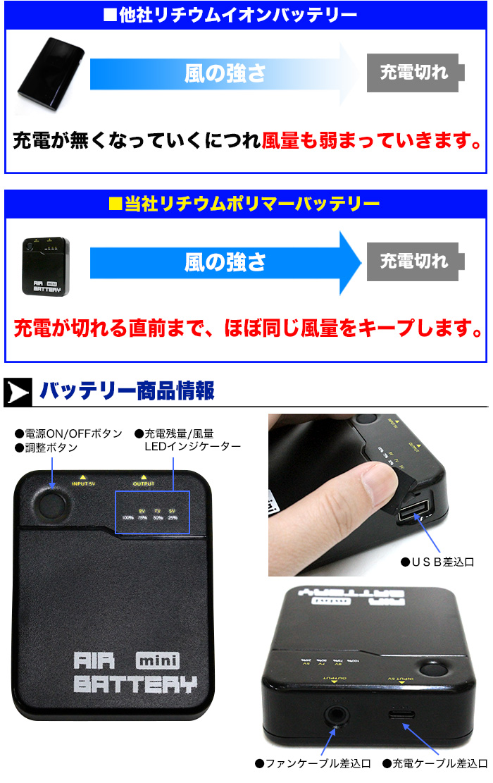 空調 作業 服 用 バッテリー ファン セット 6ヶ月保証