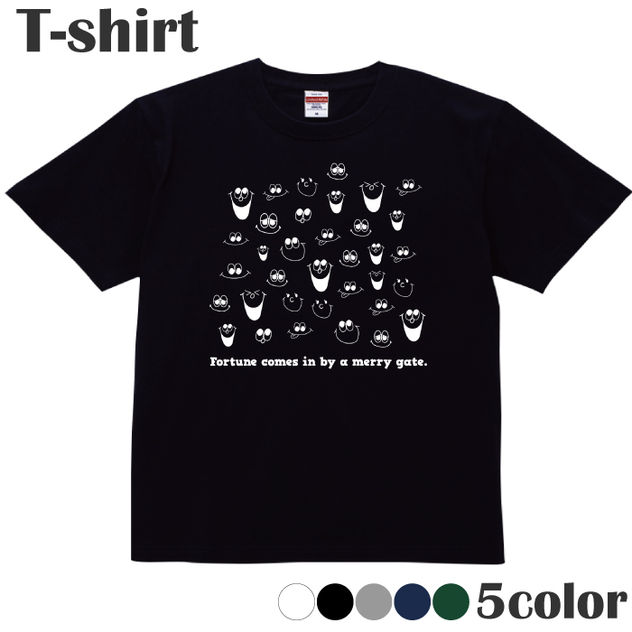 Tシャツ スマイル 笑顔 イラスト カットソー 半袖 レディース