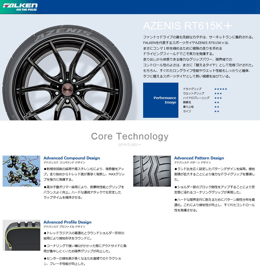 Falken Azenis Rt615k ファルケン アゼニス Rt615k 225 40r18 92w タイヤ単品1本価格 期間限定特価 フジタイヤ 通販 Paypayモール