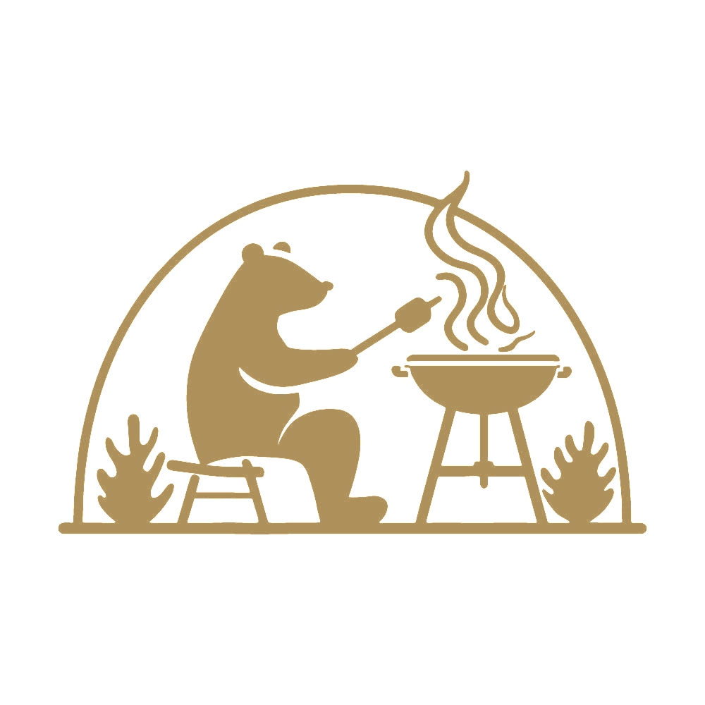 カッティングステッカー BBQするクマ(A) サイズ選択可 キャンプ テント 熊 アウトドア