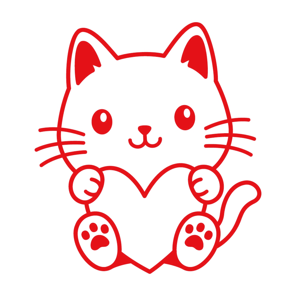 カッティングステッカー ハートを抱いた猫 サイズ選択可 可愛い