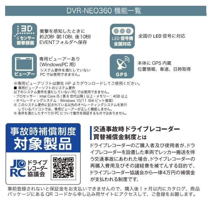WATEX（ワーテックス） ドライブレコーダー 360度 超広角視野カメラ
