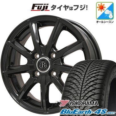 【パンク保証付き】【新品 軽自動車】N-BOX タント スペーシア オールシーズンタイヤ ホイール4本セット 155/65R14 ブルーアース 4S AW21 ボレアノ9 14インチ