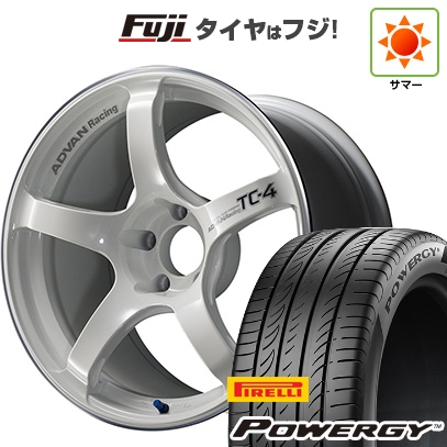 PIRELLI - 【新品国産車用5穴100】 | 夏タイア 車輪4本仕かける | 225/40R18 | ピレリ パワジー | ヨコハマ アドバンレーシング TC-4 | 8.5J 18in