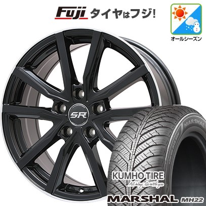 【新品国産車用 4穴100車】 オールシーズンタイヤ ホイール4本セット 185/55R16 クムホ マーシャル MH22 オールシーズン(限定) エルベ VスポークB 16インチ