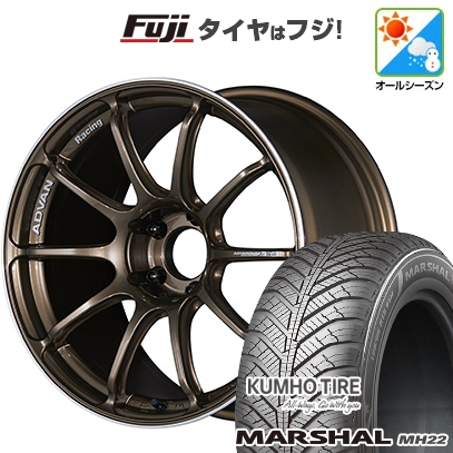 KUMHO - 【新品国産車用5穴114.3】 | オール時季タイア 銀輪4本仕かける | 225/45R18 | マーシャル MH22(押さえる) | ADVAN Racing RSIII 18in