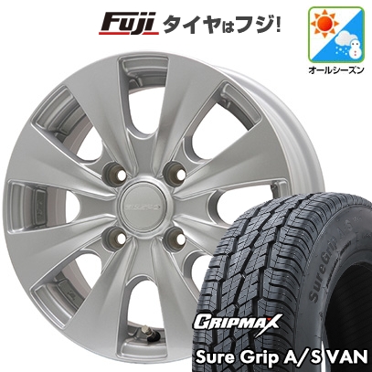 プロボックス(160系) | オールシーズンタイヤ ホイール4本セット | 155R14C 88/86T | Sure Grip AS Van(2024年製) | エルベ ビズスポ シルバー 14インチ