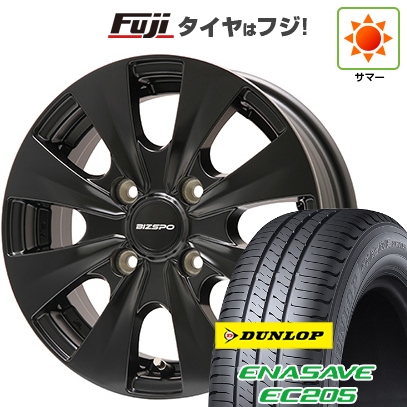 【新品国産車用4穴100】 | 夏タイヤ ホイール4本セット | 175/70R14 | ダンロップ エナセーブ EC205 | エルベ ビズスポ セミグロスブラック | 5J 14インチ
