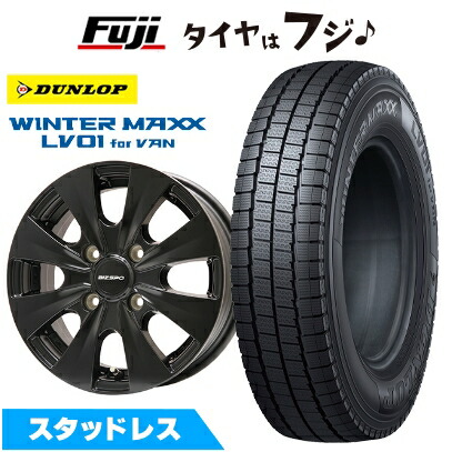 アルミホイール　スタッドレス　165/80R14　４本セット　NV200で使用 BN-04_1450_4-114_42_m.black 【NV200バネット】 スタッドレスタイヤ