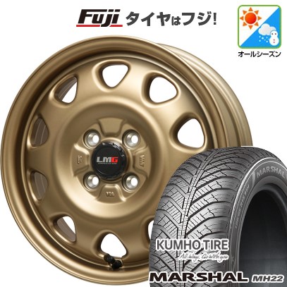 新品国産車用 4穴100 オールシーズンタイヤ ホイール4本セット 165/65R14 クムホ マーシャル MH22 オールシーズン(限定) レアマイスター LMG OFF-STYLE 14インチ