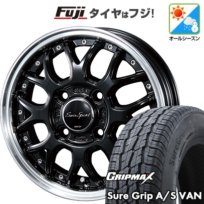 【新品】軽トラ 軽バン オールシーズンタイヤ ホイール4本セット 145/80R12 80/78T GRIPMAX SureGrip A/S VAN ブレスト ユーロスポーツ タイプ815 4J 12インチ