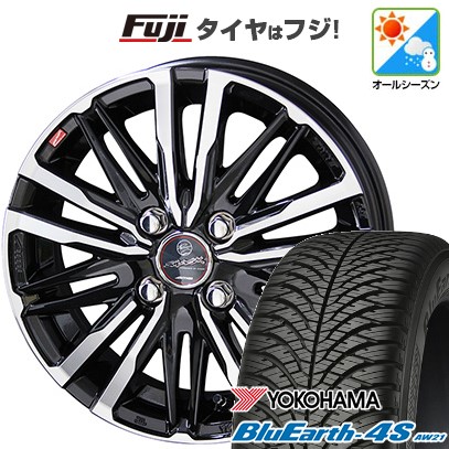 【新品 軽自動車】N-BOX タント ワゴンR オールシーズンタイヤ ホイール4本セット 165/55R15 ヨコハマ ブルーアース 4S AW21 共豊 スマック クレスト 15インチ