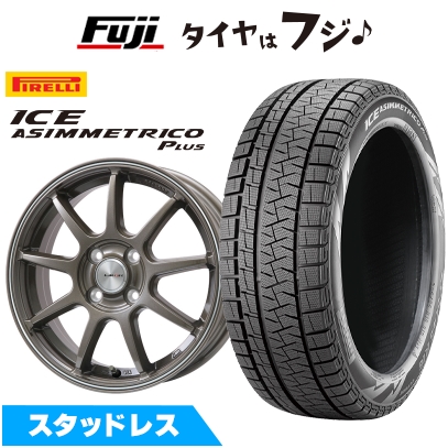 新品国産車用 4穴100車 スタッドレスタイヤ ホイール4本セット 195/55R16 ウィンター アイスアシンメトリコ プラス レアマイスター LMスポーツLM-QR 16インチ