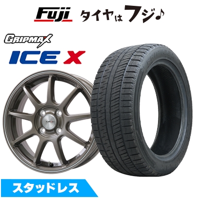 【新品】フリード 5穴/114 スタッドレスタイヤ ホイール４本セット 185/65R15 GRIP MAX アイスX BSW ブラックサイドウォール(限定) LMスポーツLM-QR 15インチ