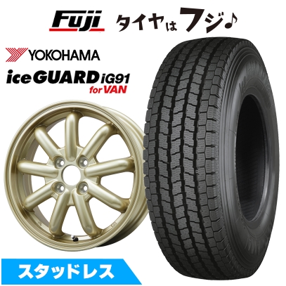 【新品 軽自動車】軽トラ スタッドレスタイヤ ホイール4本セット 145/80R12 80/78N ヨコハマ アイスガード iG91 ストレンジャーKST-9改 12インチ