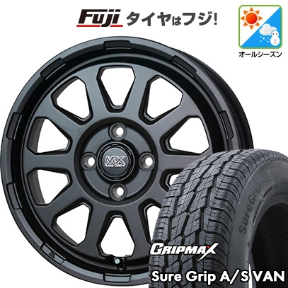 【新品】軽トラ 軽バン オールシーズンタイヤ ホイール4本セット 145/80R12 80/78T GRIPMAX SureGrip A/S VAN マッドクロス レンジャー 4J 12インチ