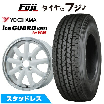 送料無料 クリッパーEV ミニキャブEV スタッドレスタイヤ ホイール４本セット 145/80R12 86/84N ヨコハマ アイスガード iG91 ストレンジャーKST-9改  12インチ