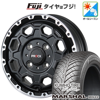 【新品国産車用 4穴100車】 オールシーズンタイヤ ホイール4本セット 185/65R15 マーシャル MH22(限定) ブレスト バーンズテック プロックストリーム 15インチ