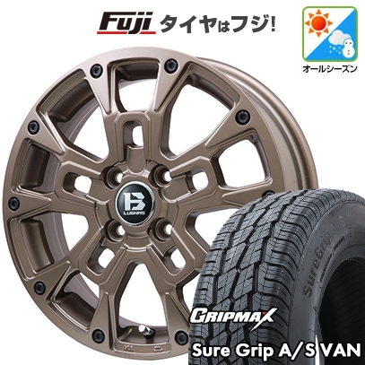 【新品】軽トラ 軽バン オールシーズンタイヤ ホイール4本セット 145/80R12 80/78T GRIPMAX SureGrip A/S VAN ビッグウエイ B-LUGNAS BRD 4J 12インチ