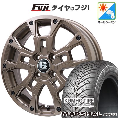 新品 N-BOX タント スペーシア オールシーズンタイヤ ホイール４本セット 155/65R14 クムホ マーシャル MH22(限定) ビッグウエイ B-LUGNAS BRD  14インチ