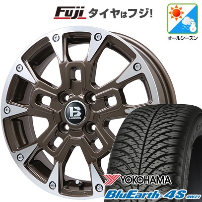 【新品 軽自動車】N-BOX タント ワゴンR オールシーズンタイヤ ホイール4本セット 165/55R15 ヨコハマ ブルーアース 4S AW21 B-LUGNAS BRD 15インチ