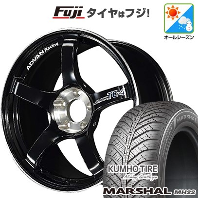 【新品国産車用 4穴100車】 オールシーズンタイヤ ホイール4本セット 185/55R16 クムホ マーシャル MH22(限定) ヨコハマ アドバンレーシング TC4 SE 16インチ