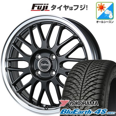 パンク保証付き 新品 N-BOX タント スペーシア オールシーズンタイヤ ホイール４本セット 155/65R14 ブルーアース 4S AW21 ビートステージ MT-C 14インチ